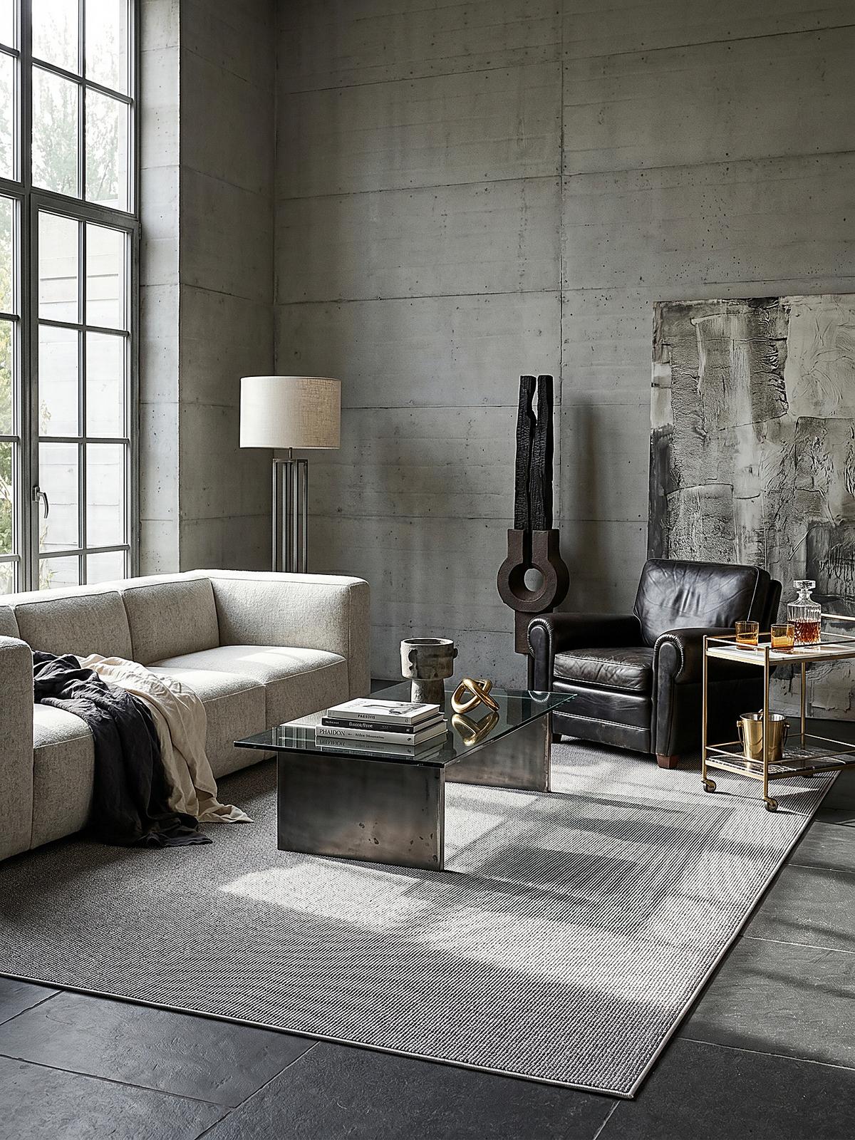 TEPPICH Niederflor Uni COLFOSCO Polypropylen Beige 133 x 133 cm - Grau, Textil (133/133cm) - KADIMA DESIGN