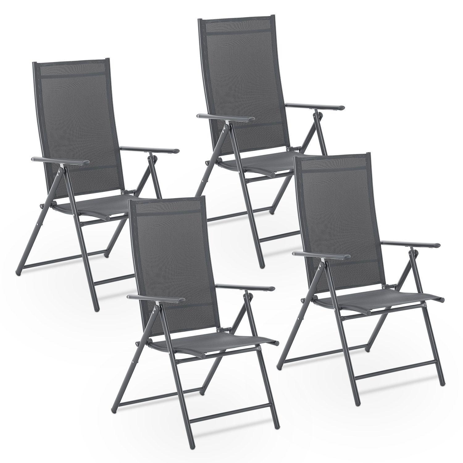 GARTENSTUHL Calena Anthrazit klappbar (4er Set) - Anthrazit, Metall (57/105/68cm) - Juskys