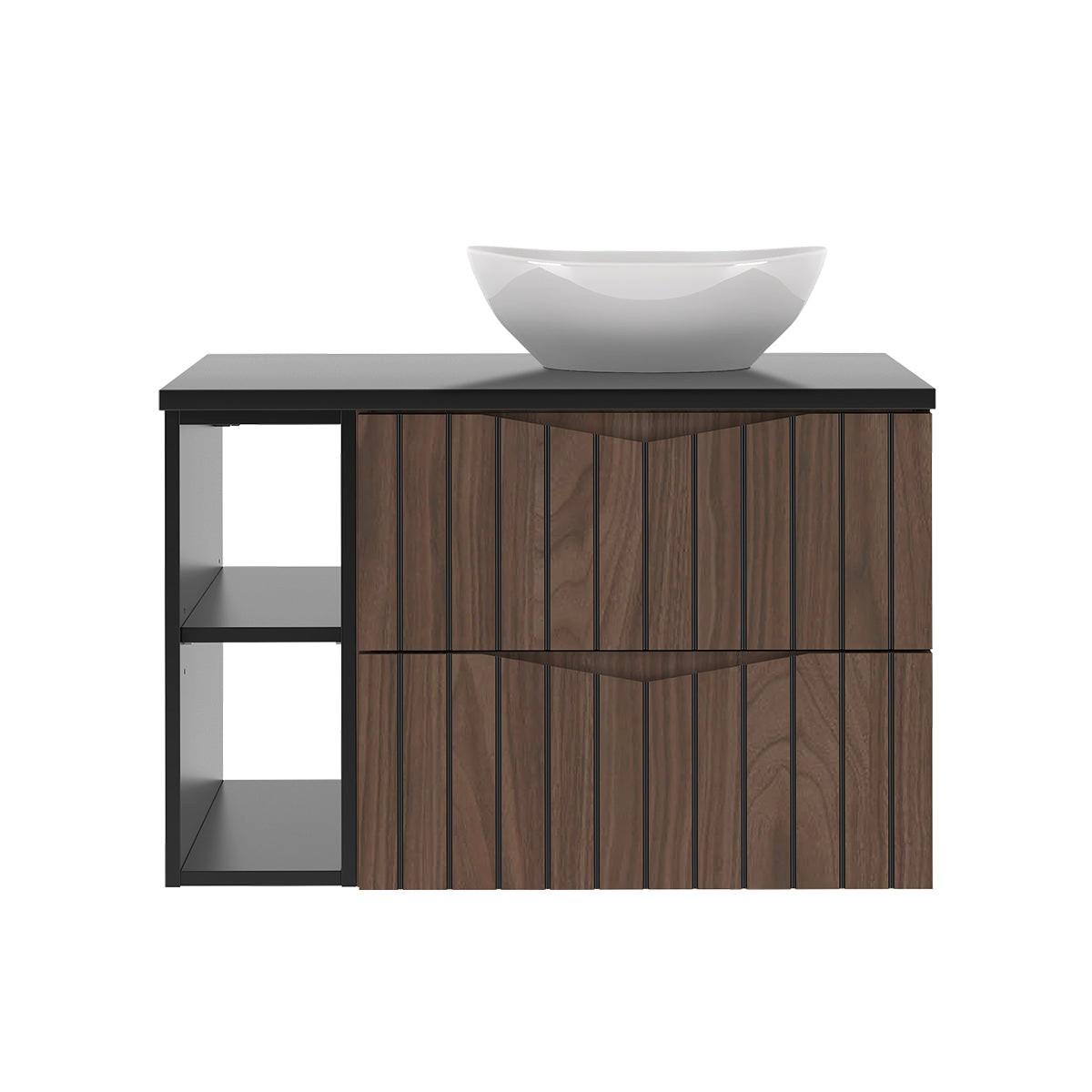 WASCHTISCH 80.6cm Siena Holz und Schwarz - Braun, Holzwerkstoff (80.6/52.2/46.5cm) - Petits-meubles