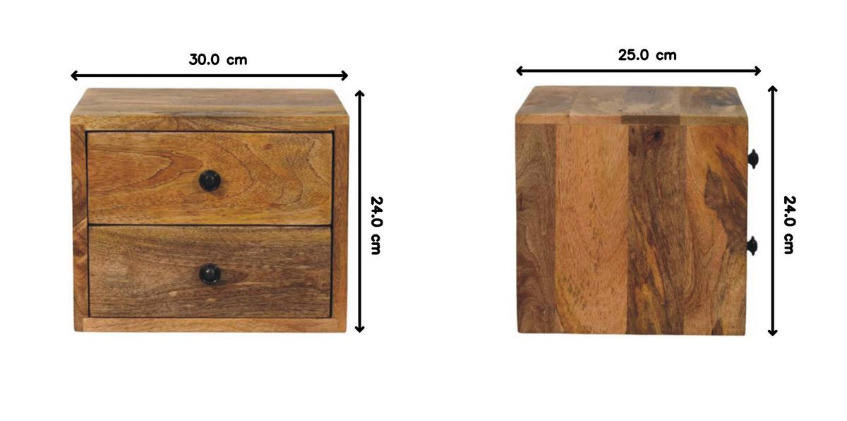 NACHTTISCH mit warmem Eichenoptik-Finish, 2 Schubladen, mangobraun - Braun, Holz (30/24/25cm) - Artisan Furniture