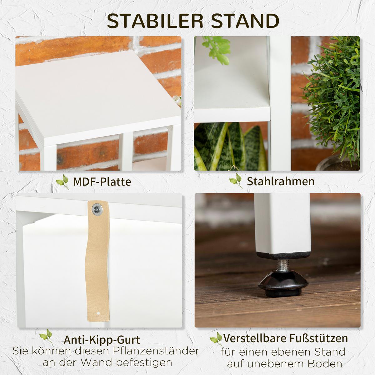 BLUMENSTÄNDER MDF Stahl Weiß - Weiß, Kunststoff (23/94.5/65cm) - Outsunny