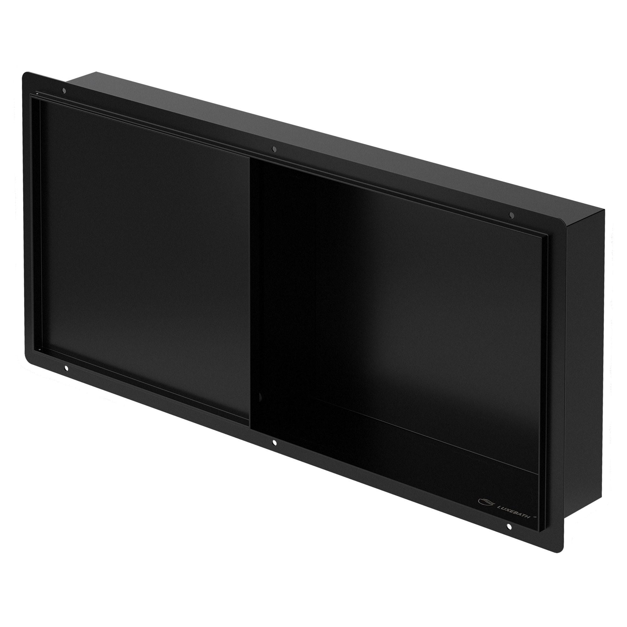 DUSCHNISCHE Edelstahl mit befliesbarer Tür Schwarz 25,5/55,5 cm - Schwarz, Metall (60/10/30cm) - LuxeBath