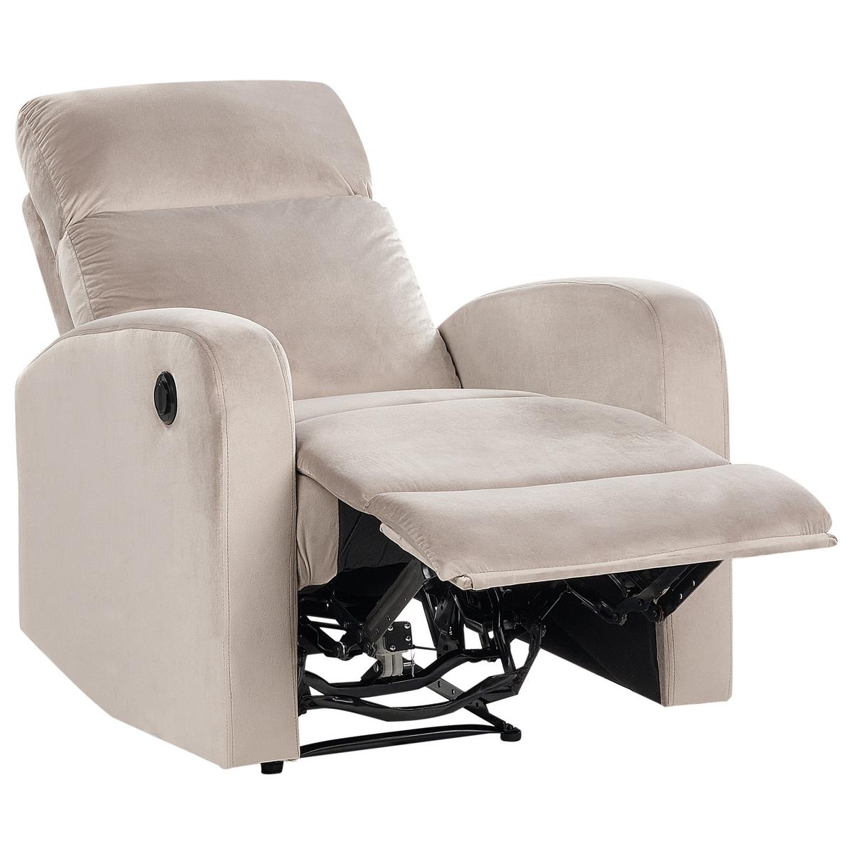 SESSEL Samtstoff taupe elektrisch verstellbar Verdal - Beige, Textil (76/102/62cm) - Beliani