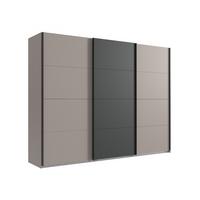 SCHWEBETÜRENSCHRANK 3-türig B270/H210/T65 cm, Kleiderschrank in Sandgrau mit Absetzungen in Anthrazit / 22008 - Sandfarben/Anthrazit, Holzwerkstoff/Metall (270/208/65cm) - luma-home