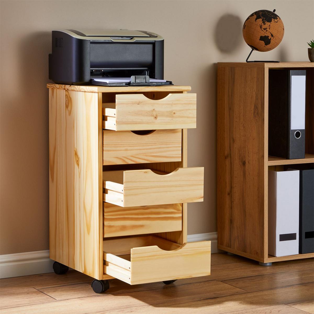 ROLLCONTAINER LAGOS - Naturfarben, Holz (35/65/40cm) - IDIMEX