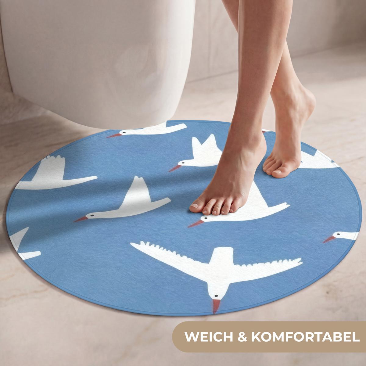 WC-VORLEGER Vögel - Weiß - Muster Toilettenteppich 70x70 cm - Blau, Textil (70/1cm) - OnlyWow