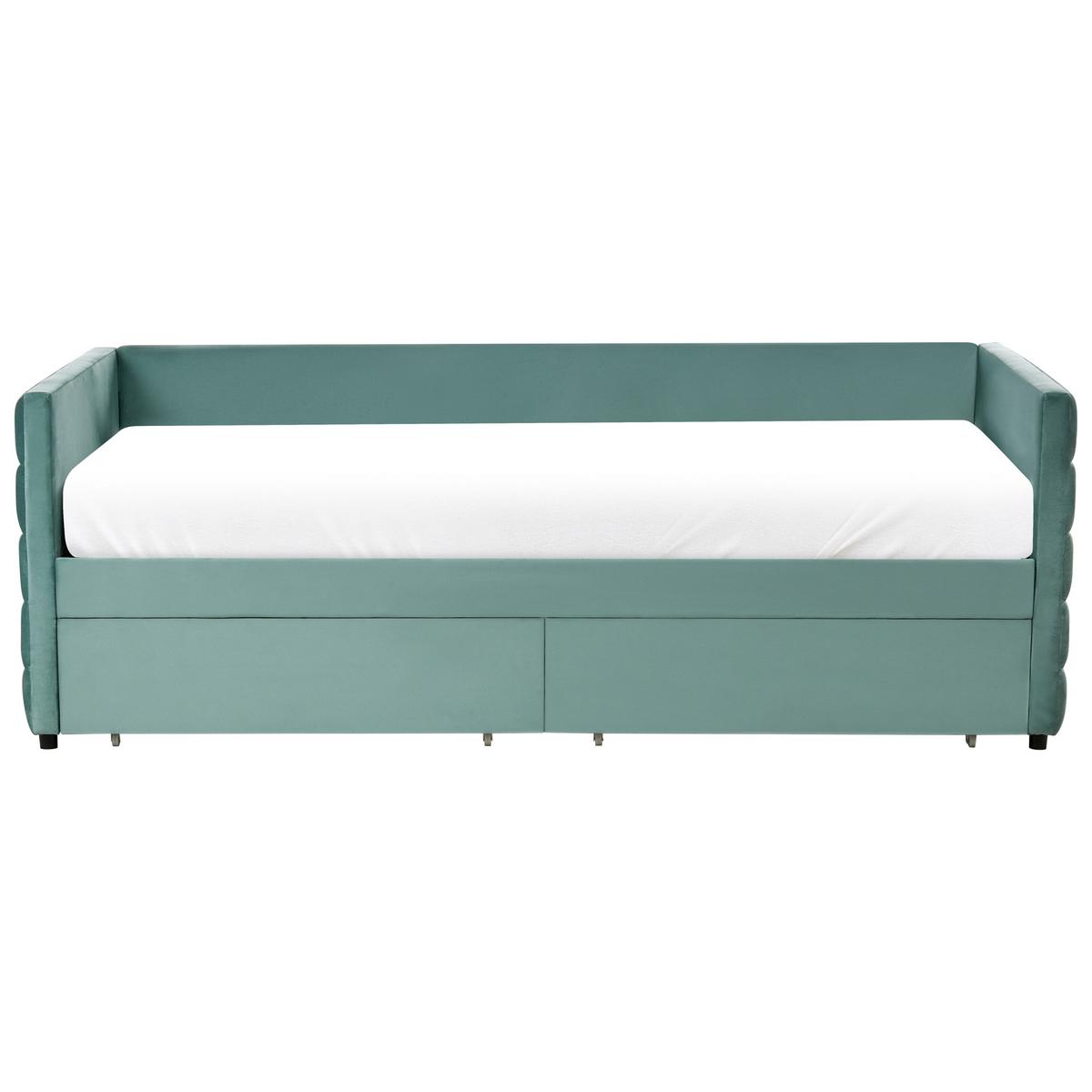 TAGESBETT mit Stauraum 90/200 Samtstoff Mintgrün Marray - Mintgrün, Textil (90/200cm) - Beliani