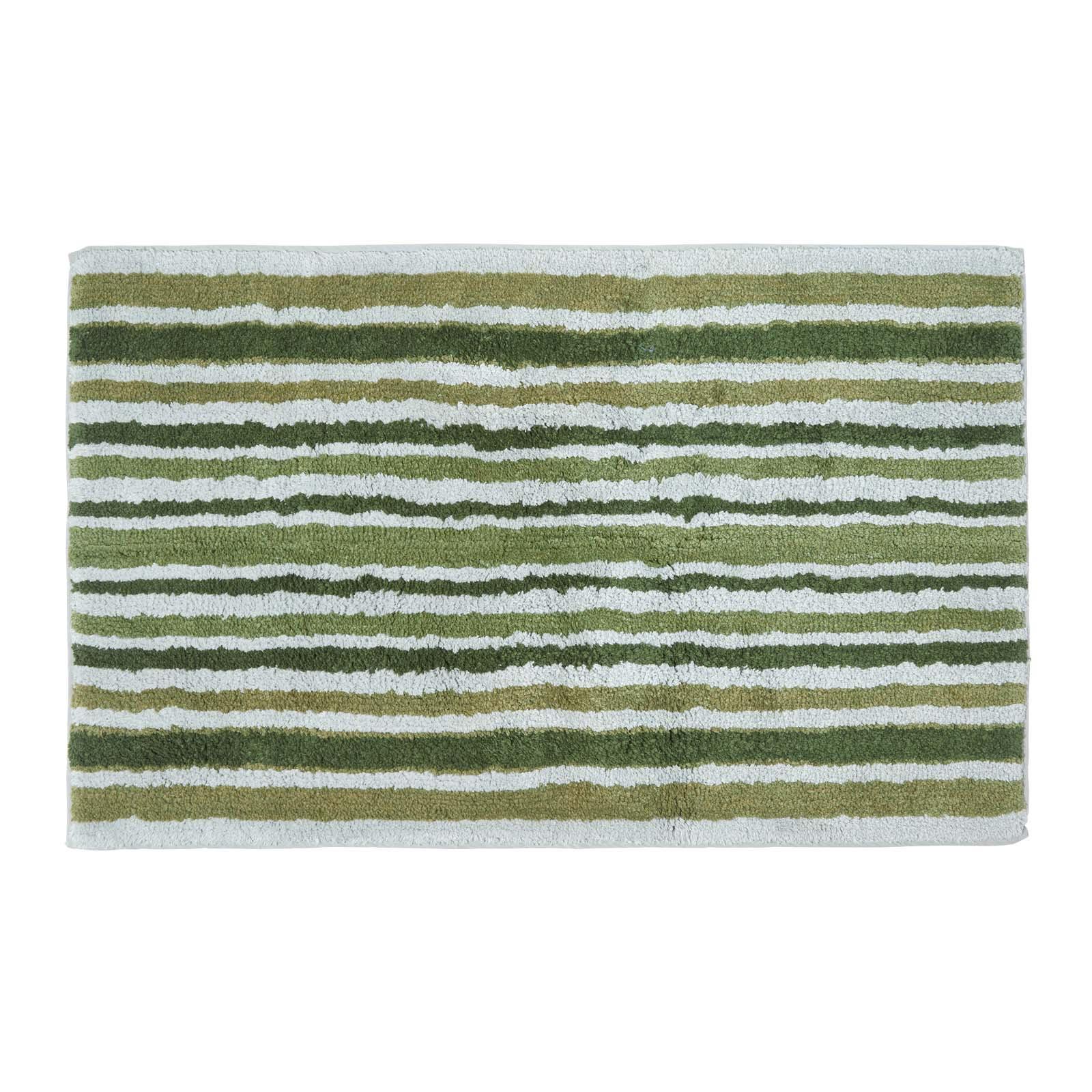 BADEMATTE 50/80 cm gestreift, Baumwolle - Grün, Textil (50/80cm) - Homescapes