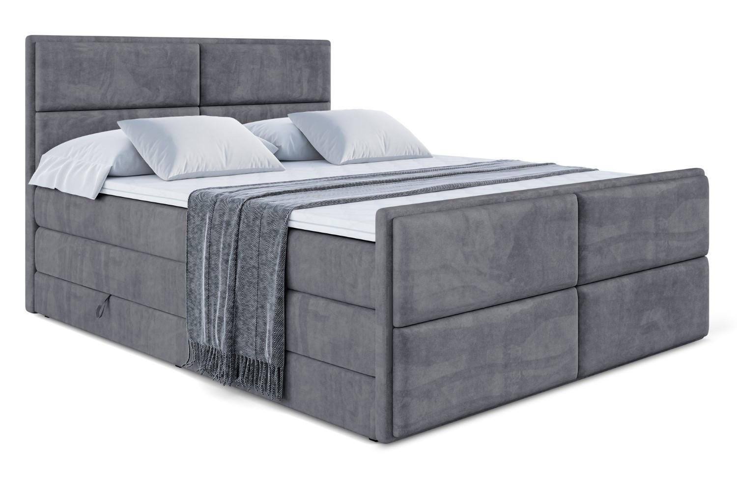 BOXSPRINGBETT AURA-Z KING - 140 x 200 - H3/H4 - Dunkelgrau - Dunkelgrau, Holzwerkstoff (140/200cm) - ALTDECOR