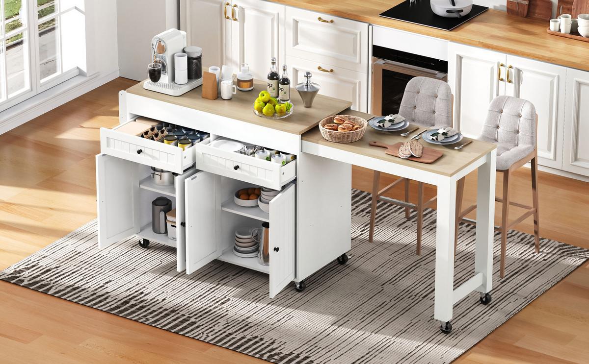 BARTISCH Weiß mit Stauraum und Ausziehfunktion - Weiß, Holzwerkstoff (45/180/92.2cm) - Urban Meuble