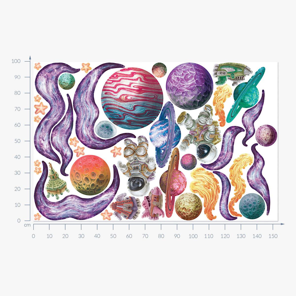 WANDAUFKLEBER 100x154cm - Weltraumträume - Multicolor, Kunststoff (100/154/0.1cm) - Wallfluent