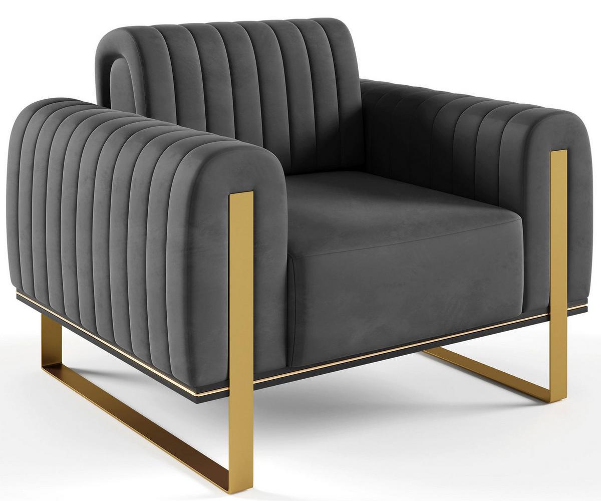 SESSEL Parissa 106 cm - Goldfarben/Grau, Holz/Metall (106/79/92cm) - Selsey