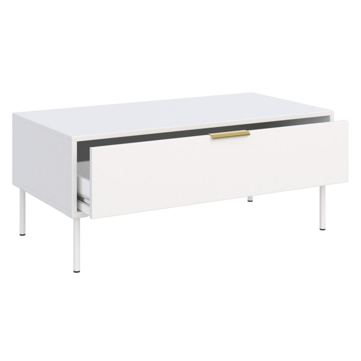 COUCHTISCH VENA weiß 100/50 cm - Weiß, Holzwerkstoff/Metall (50/100/44cm) - Selsey