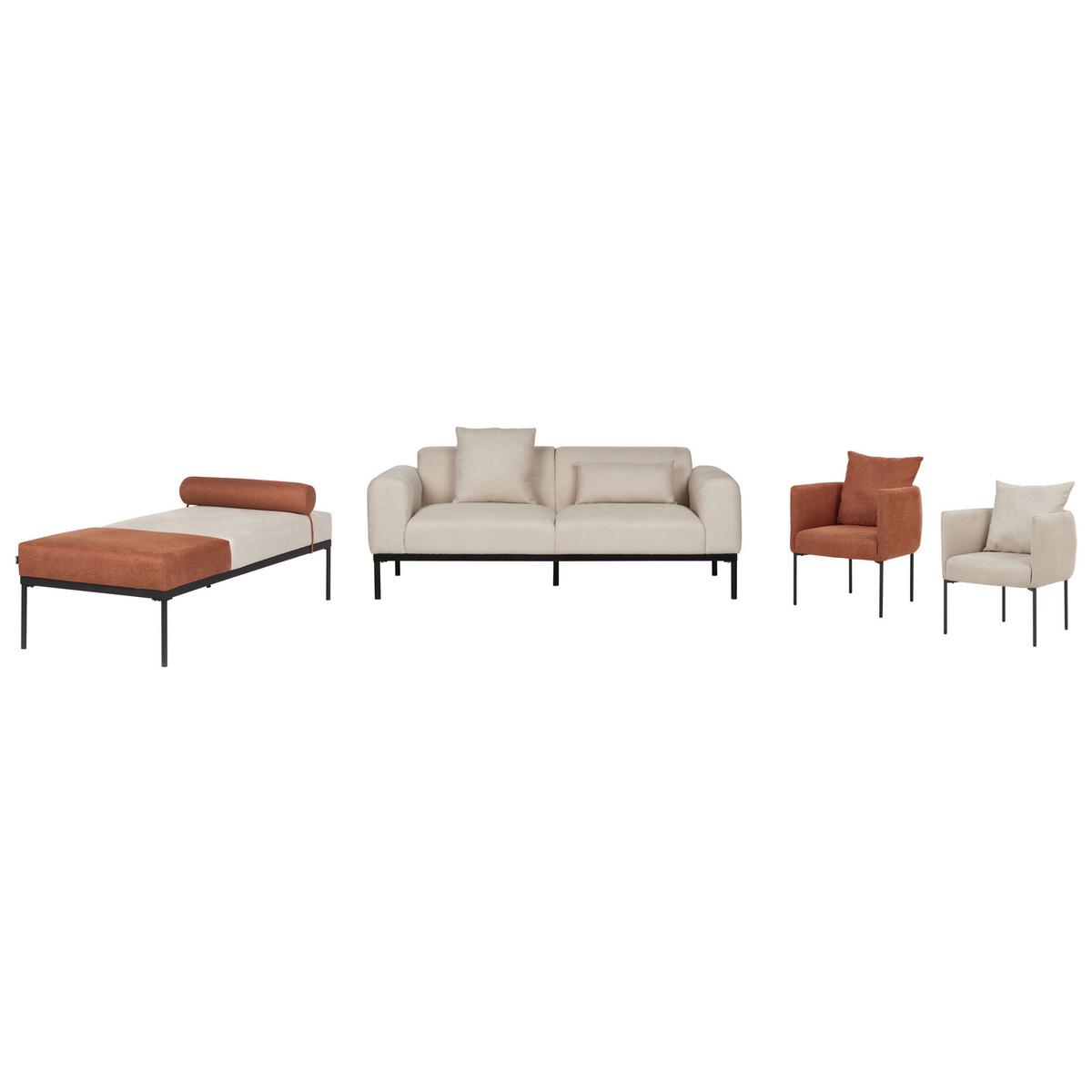 SESSEL Hellbeige Malmos - Beige/Schwarz, Textil (62/68/62cm) - Beliani