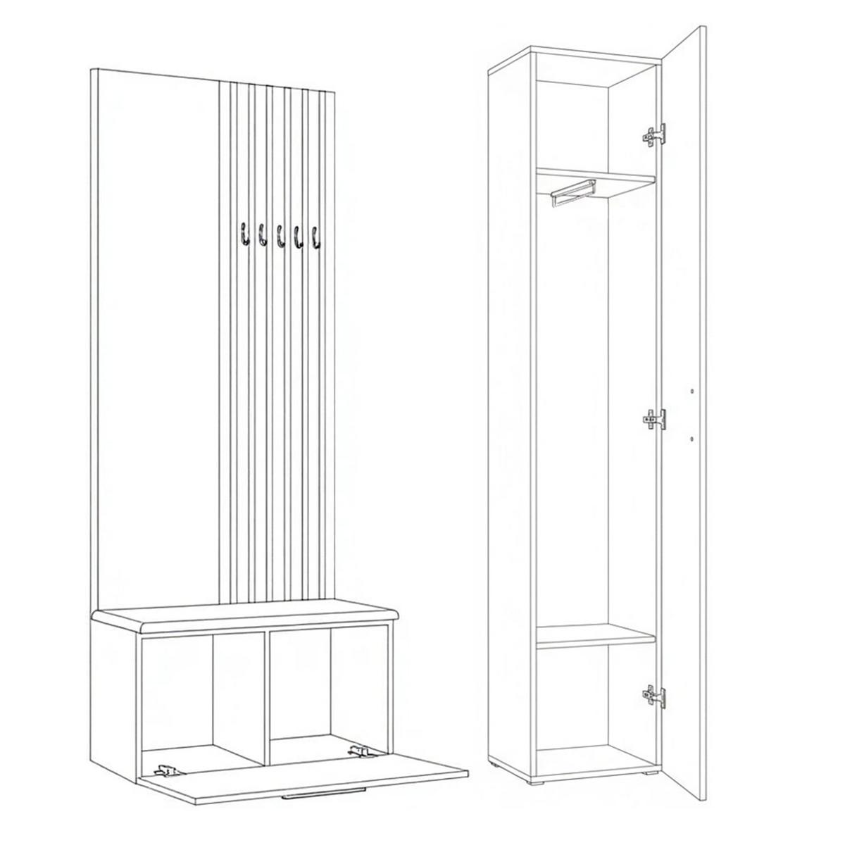 GARDEROBENSCHRANK MODULO 120,6/204/40 cm Modern Garderobe-Set Kaschmir - Kaschmir/Schwarz, Holzwerkstoff (120.6/204/40cm) - MASSENO