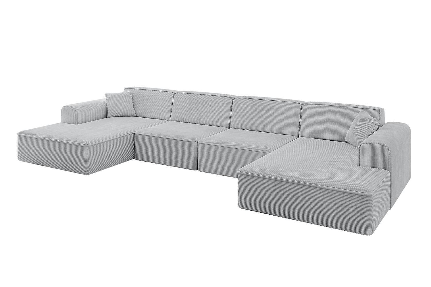 WOHNLANDSCHAFT IREA-U2-v3 - 386x165x77 cm Grau - Hellgrau/Grau, Holzwerkstoff/Textil (386/77/165cm) - ALTDECOR