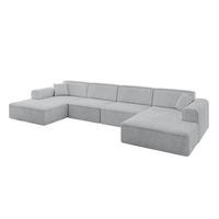 WOHNLANDSCHAFT IREA-U2-v3 - 386x165x77 cm Grau - Hellgrau/Grau, Holzwerkstoff/Textil (386/77/165cm) - ALTDECOR