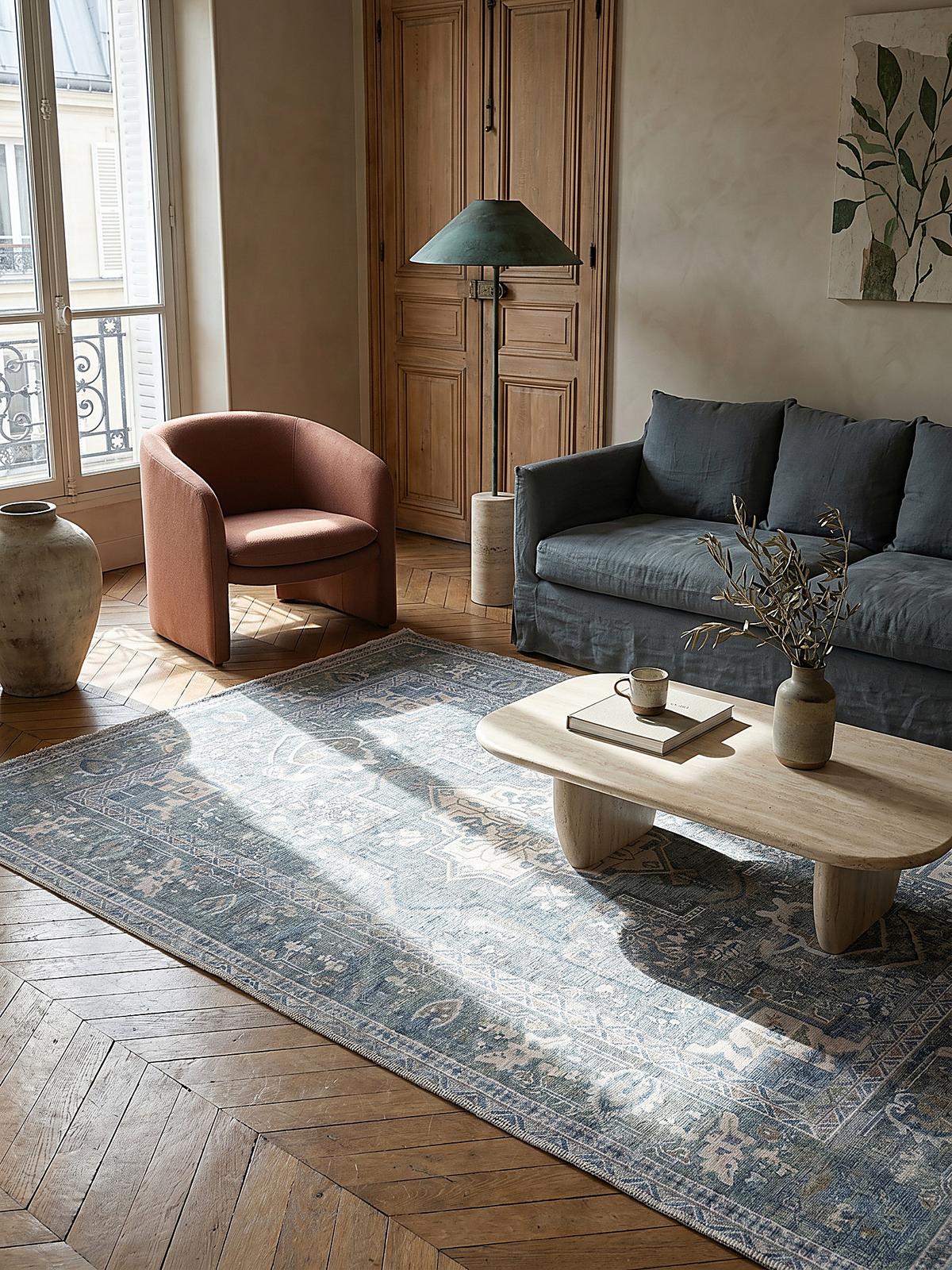 TEPPICH Waschbar HALD, klassisch im Vintage-Stil, Türkis, 160 x 230 cm - Blau, Textil (230/160cm) - KADIMA DESIGN