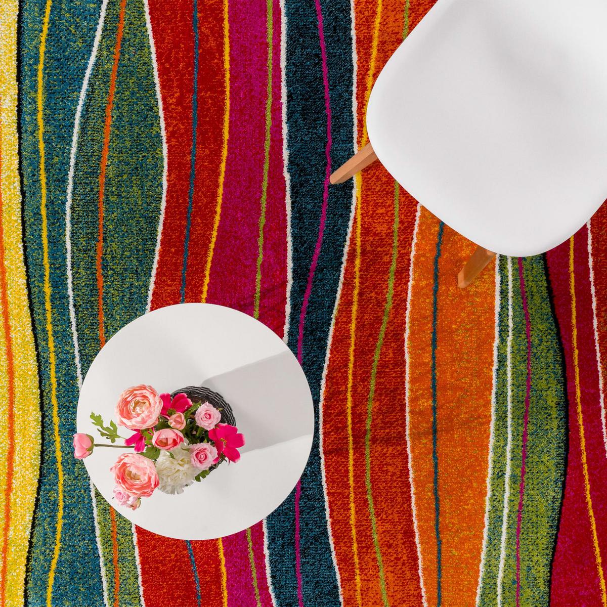 KURZFLORTEPPICH, mit Wellenmuster, aus Polypropylen, Mehrfarbig, 200 x 290 cm - Multicolor, Textil (290/200cm) - KADIMA DESIGN