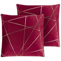 DEKOKISSEN 2er-Set Rot 45/45 cm Pinus - Rot, Textil (45/45cm) - Beliani