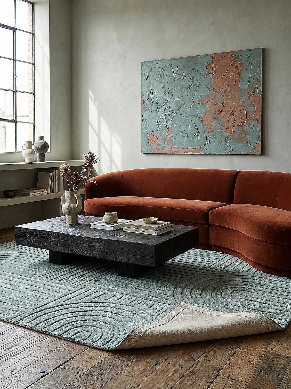 TEPPICH aus Wolle LEVEN in Entenei-Blau, geometrisch, 160 x 230 cm - Blau, Textil (230/160cm) - KADIMA DESIGN