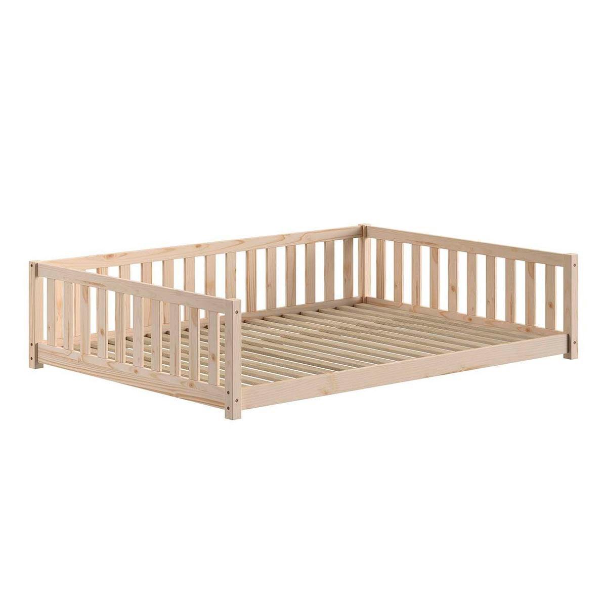 TAGESBETT Kapua 140x200 mit Rausfallschutz Kiefer Massivholz Natur - Kieferfarben, Holz (140/200cm) - 58aufmkessel