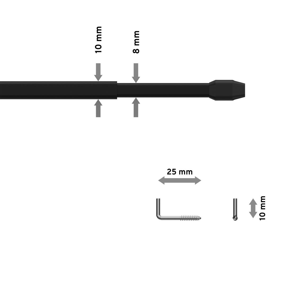 SCHEIBENSTANGEN / VITRAGESTANGEN Geno 100-180 cm, oval, Schwarz, Packung 2 Stück - Schwarz, Kunststoff/Metall (1/1.5/180cm) - INTERDECO