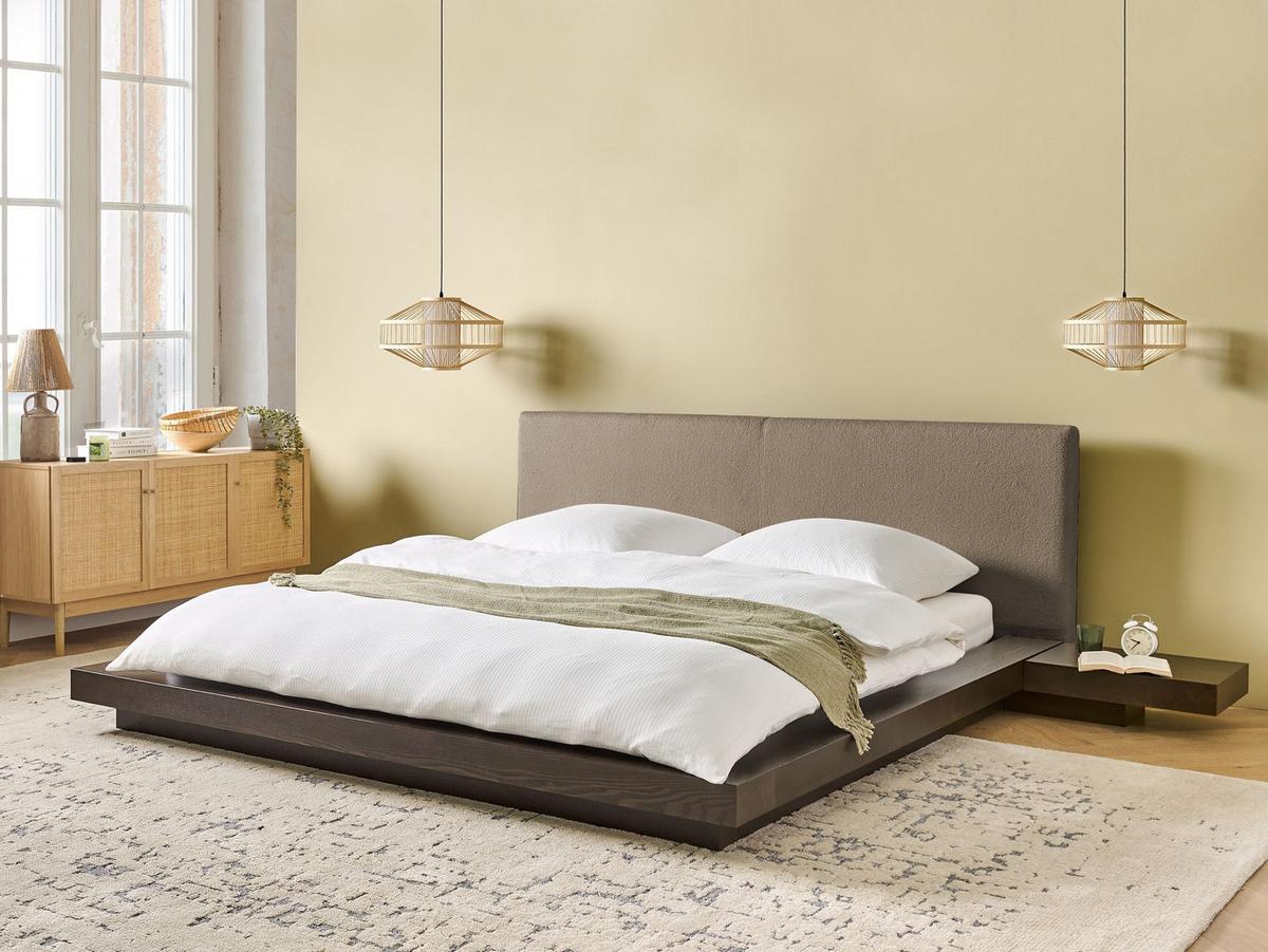 BETT mit Lattenrost 180/200 cm MDF-Platte Dunkelbraun Zen - Dunkelbraun, Holzwerkstoff (180/200cm) - Beliani