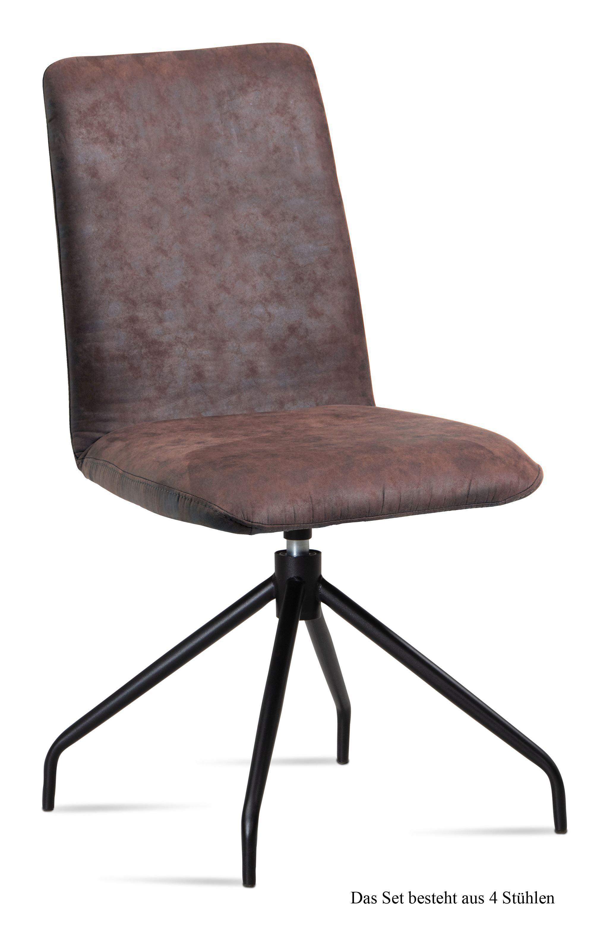 ESSZIMMERSTUHL drehbar (4er-Set) Divona 47x92x60 Schwarz/Braun - Schwarz/Braun, Kunststoff (60/92/47cm) - 58aufmkessel