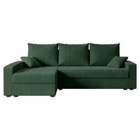 ECKSOFA mit Schlaffunktion und Bettkasten ALESIA-L 231x140x90 cm Grün Cord - Silberfarben/Grün, Holzwerkstoff/Kunststoff (231/140cm) - ALTDECOR