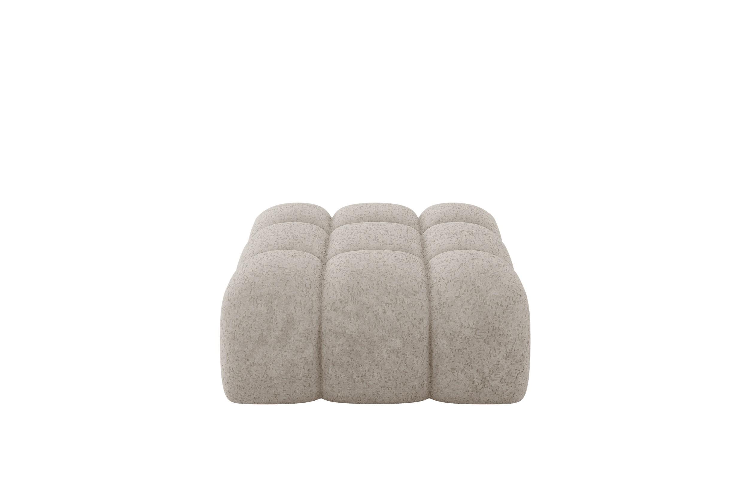 POUF OLEA-PUF 91x87x44 cm Beige Velours Modular Sitzhocker - Beige/Schwarz, Holzwerkstoff/Kunststoff (91/44/87cm) - ALTDECOR