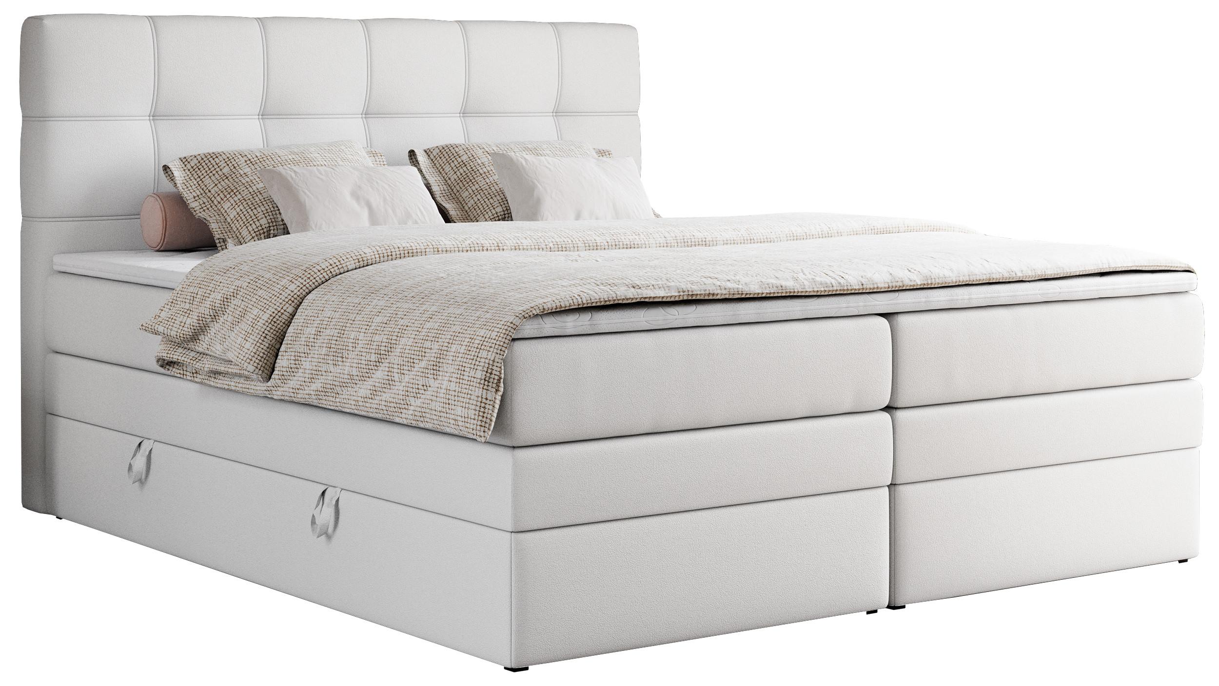 BOXSPRINGBETT ERNI KING 140/200 Weiß Kunstleder - H3 - Weiß, Holz/Textil (140/200cm) - MKS