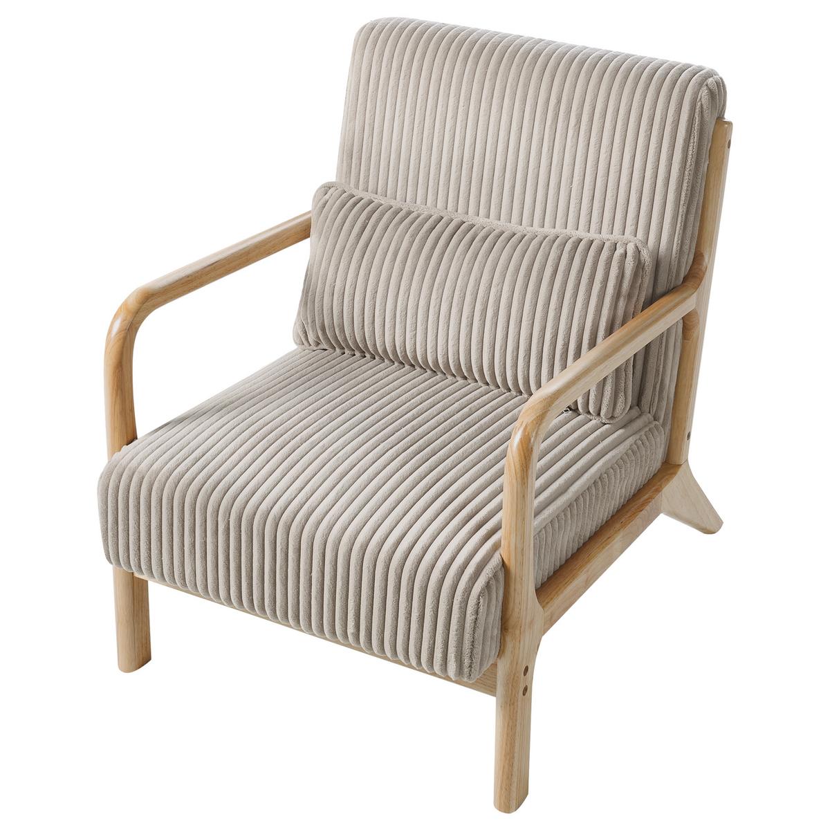 SESSEL Sorsele Cord Beige - Hellbraun/Beige, Holz/Textil (64/77/82cm) - Beliani