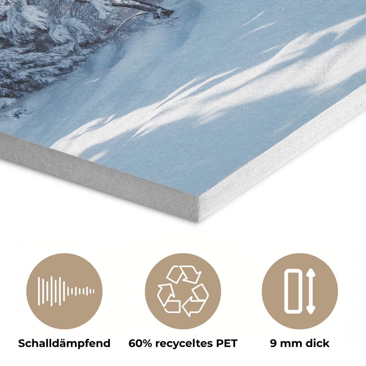 AKUSTIKBILD Winterlandschaft - Natur - Berge - Bäume - Schnee Wanddeko 70x50 cm - Hellblau, Kunststoff (70/50/0.9cm) - MuchoWow