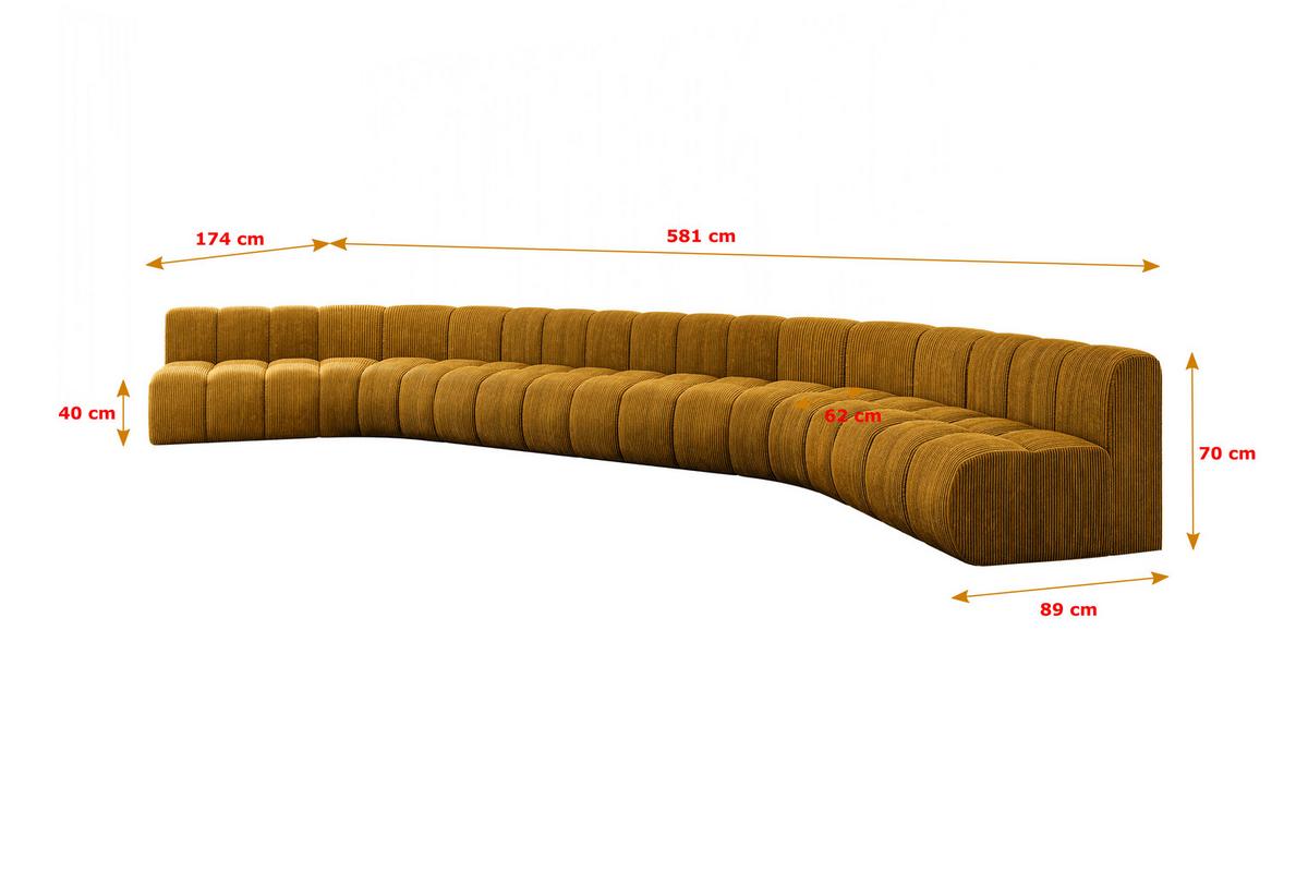 WOHNLANDSCHAFT modulares Sofa Montra-U2 - 581x174x70 cm Senfgelb - Currygelb, Holzwerkstoff/Textil (581/70/174cm) - ALTDECOR