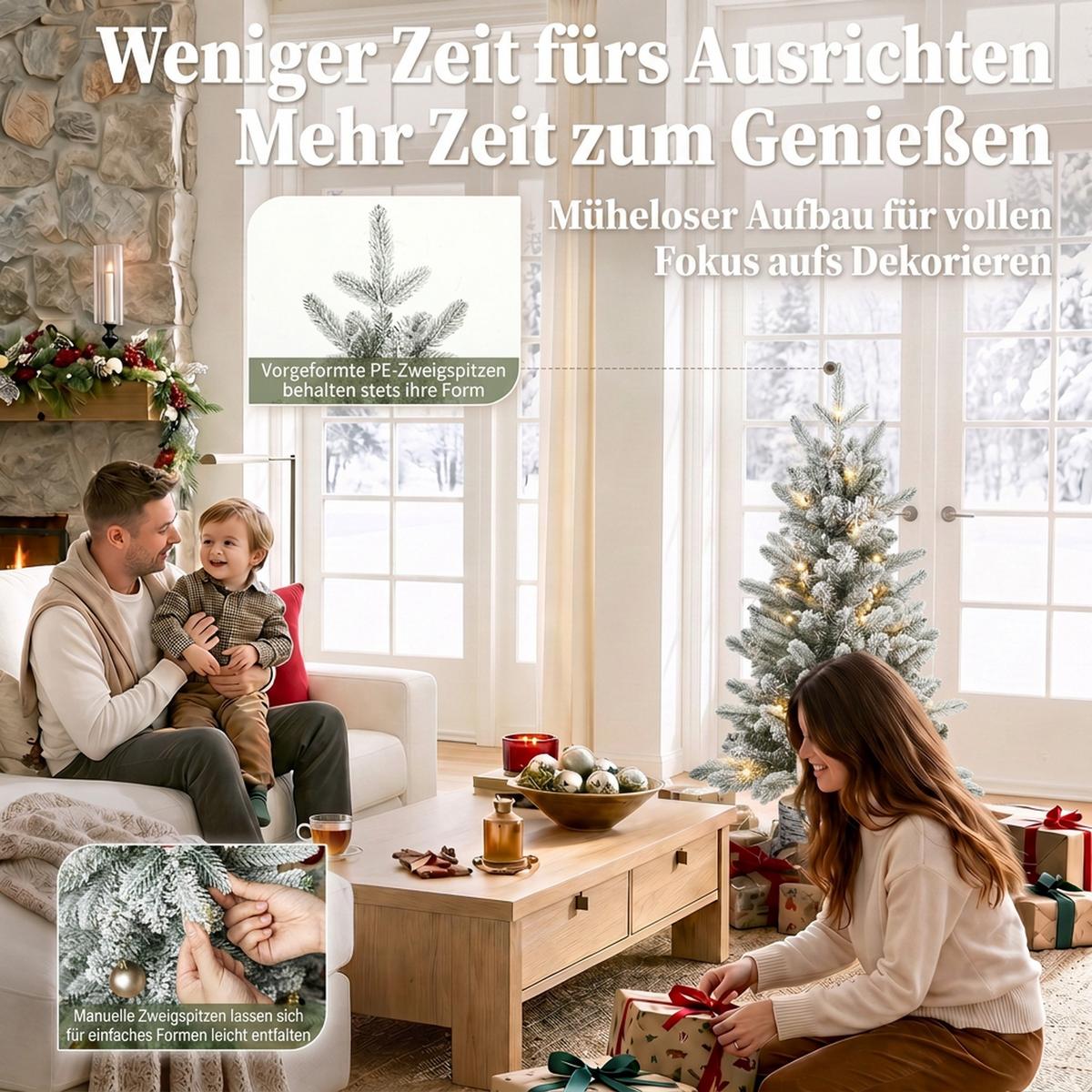 WEIHNACHTSBAUM-MIT-LICHT PE Metall Weiß - Weiß, Kunststoff (90cm) - HOMCOM