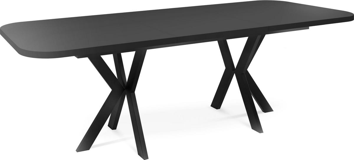 ESSTISCH Olivia ausziehbar rechteckig, Schwarz 200-280/100/76 - Schwarz, Holzwerkstoff/Metall (100/280/76cm) - WFL GROUP