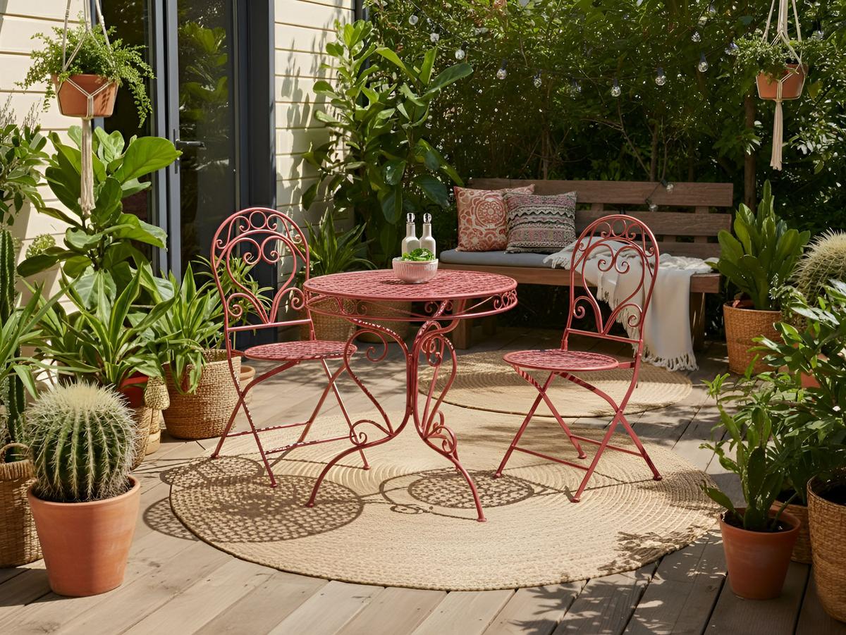 BISTRO-SET Rot Albinia - Dunkelrot, Metall - Beliani
