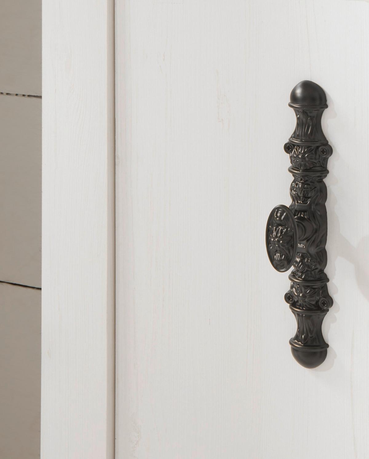 BAD-HOCHSCHRANK Pinie weiß, Oslo Pinie Landhaus, Badschrank, 42 x 200 cm - Dunkelgrau/Weiß, Holzwerkstoff/Metall (42/200/35cm) - Furn.Design