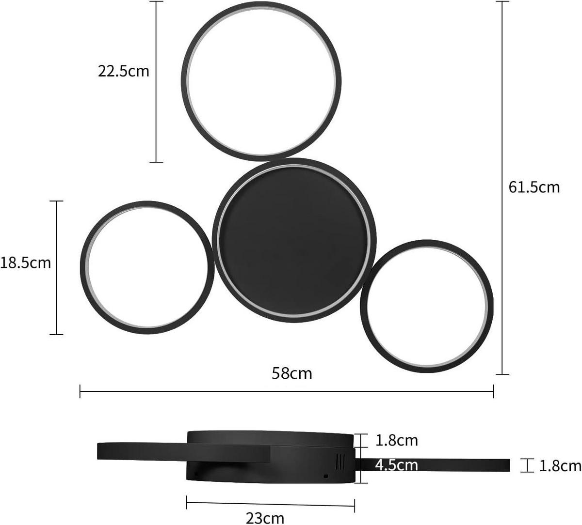 LED-DECKENLEUCHTE Carina 61.5/46.5/6 cm - Schwarz, Metall (61.5/46.5/6.3cm) - ZMH