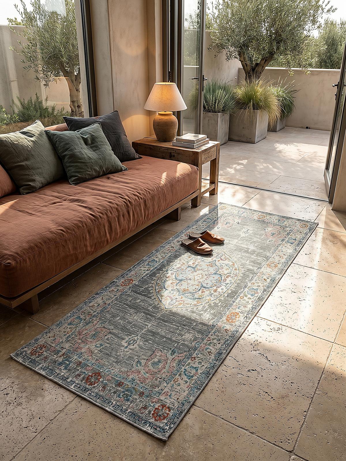 TEPPICH Outdoor Orientalisch LIMMAT Polypropylen Grau 80 x 300 cm - Grau, Textil (80/300cm) - KADIMA DESIGN