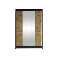 SCHWEBETÜRENSCHRANK Lino II - Schwarz/Eiche Artisan, Holzwerkstoff/Metall (120/200/58cm) - MIRJAN24
