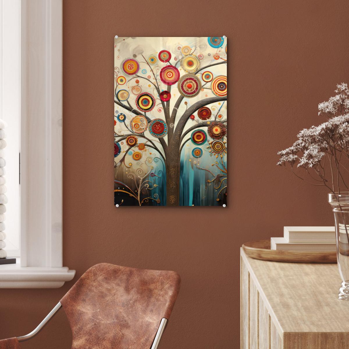 ACRYLGLASBILD Baum - Baum des Lebens - Farbe Wanddeko Wohnzimmer 40x60 cm - Braun, Glas (40/60cm) - MuchoWow