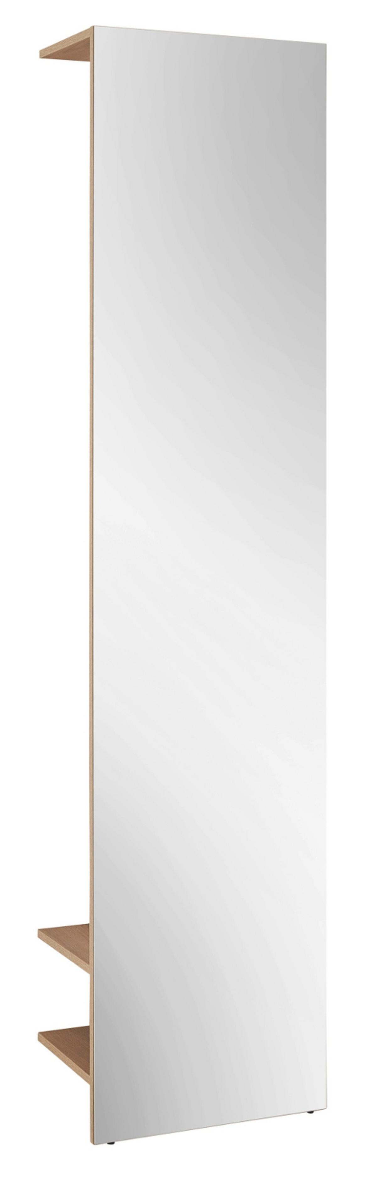 GARDEROBE Evoke Eiche 50 x 200 cm, Kompaktgarderobe mit Spiegel - Eichefarben/Schwarz, Glas/Holzwerkstoff (50/200/30cm) - Furn.Design