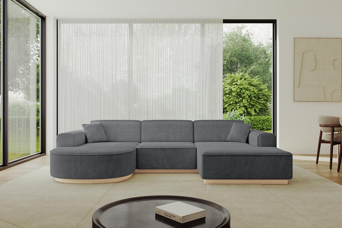 WOHNLANDSCHAFT ARRIO-U1 303x171x83 cm Dunkelgrau - Dunkelgrau, Holzwerkstoff/Textil (303/83/171cm) - ALTDECOR