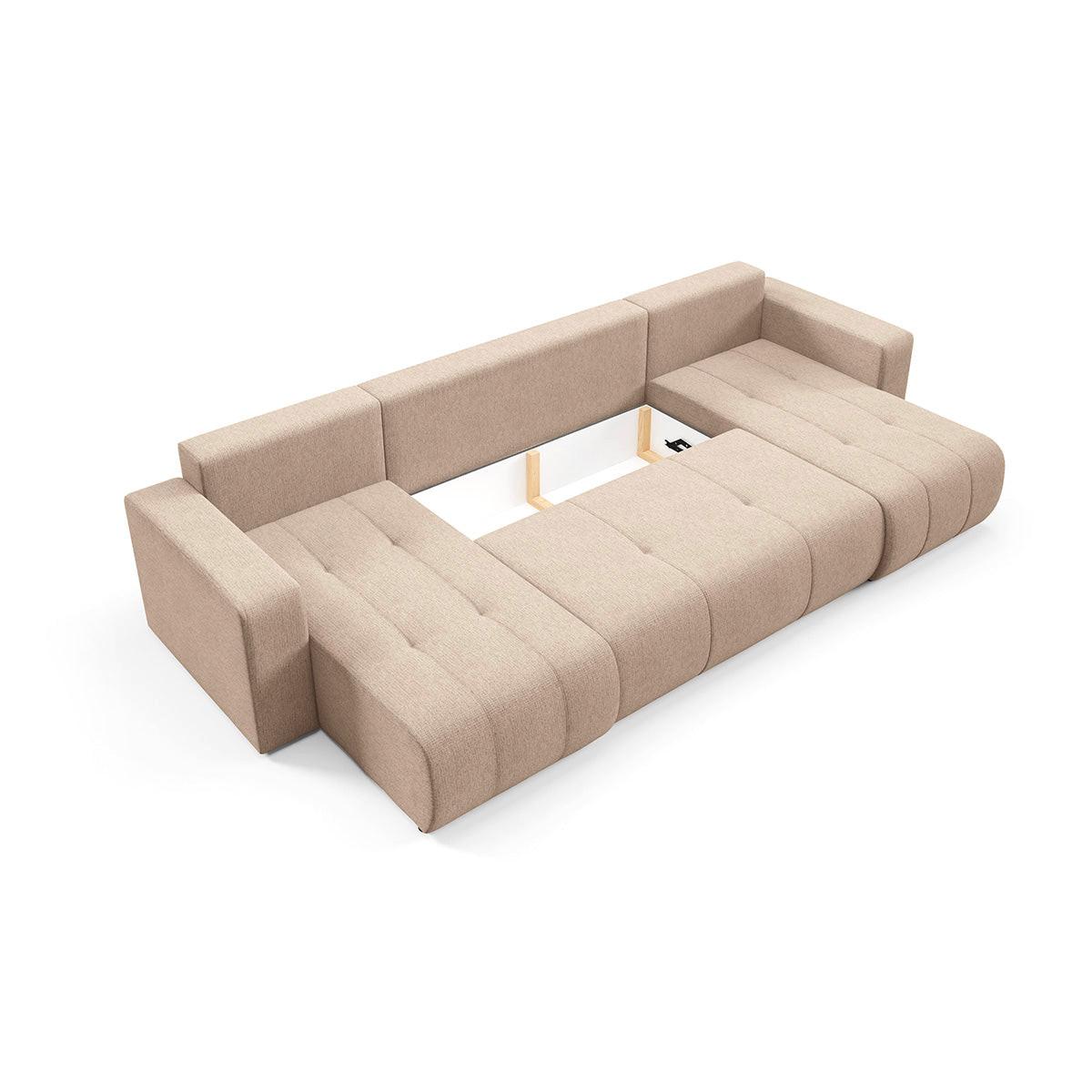 PANORAMASOFA Vasco 5 Sitzplätze Beige - Beige, Holz (318/88/145cm) - Petits-meubles