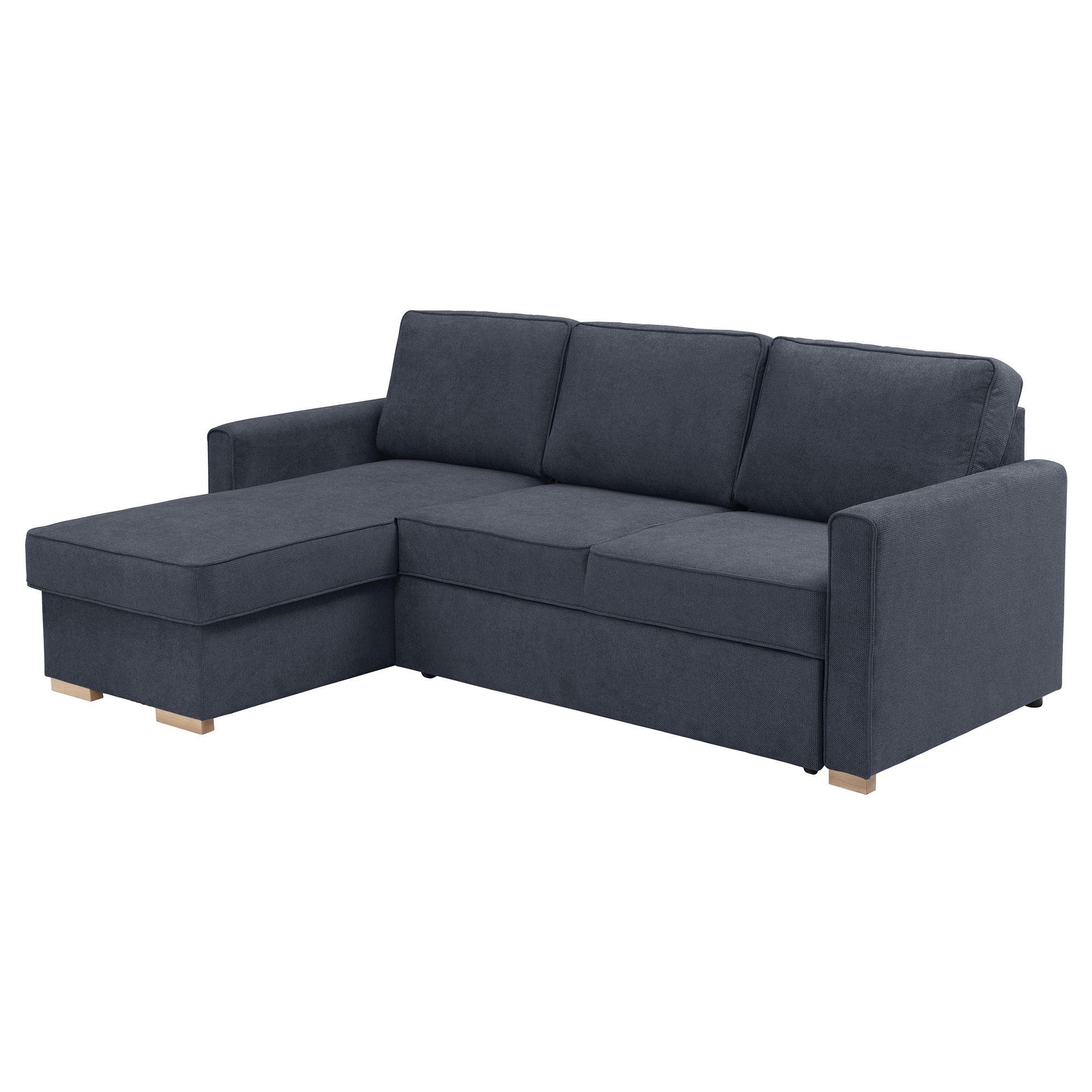 ECKSOFA mit Auszugsbett Kaysa Flachgewebe dunkelblau - Dunkelblau, Kunststoff (160/229cm) - 58aufmkessel