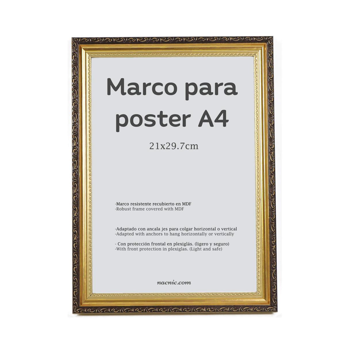 RAHMEN Set mit 3 aus MDF und Acrylglas Schutz und Aussteller für Fotografien, Bilder, Poster, Gemälde, Dekoration für Haus Farbe Hellholz A4 - Beige, Holz (21/3cm) - Nacnic
