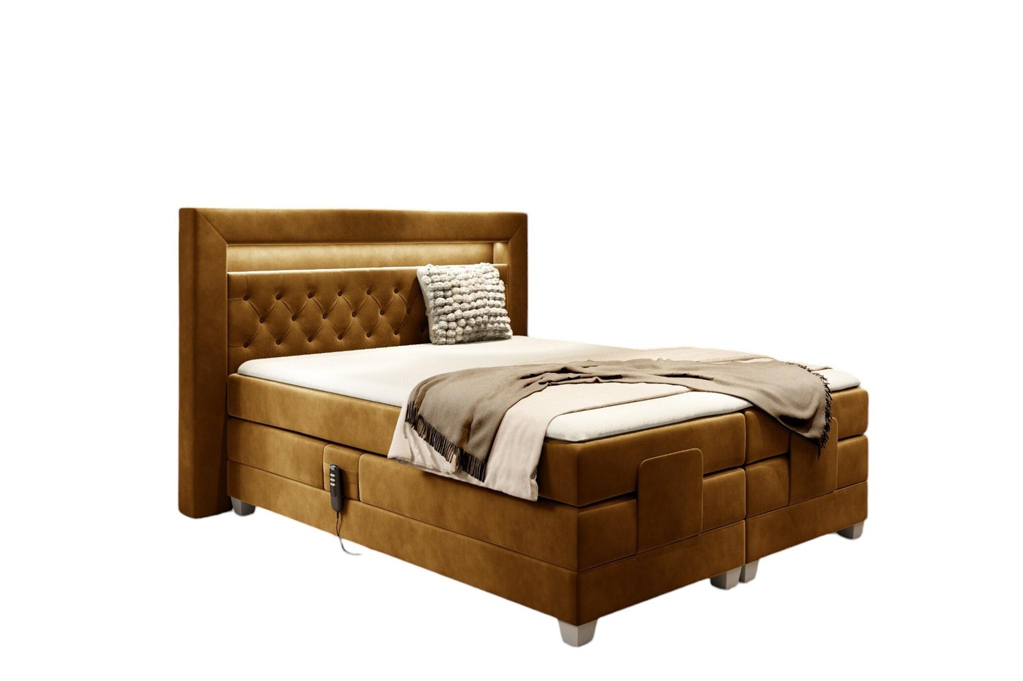 BOXSPRINGBETT Bett Elektrisch Armando - Currygelb, Holzwerkstoff/Textil (120/200cm) - Fun Möbel
