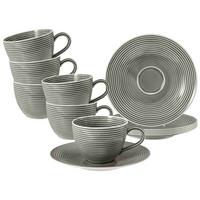 KAFFEETASSEN MIT UNTERTASSEN Beat Color Glaze Perlgrau 260 ml 6er Set - Grau, Keramik (16.7/8.6/16.7cm) - Seltmann Weiden